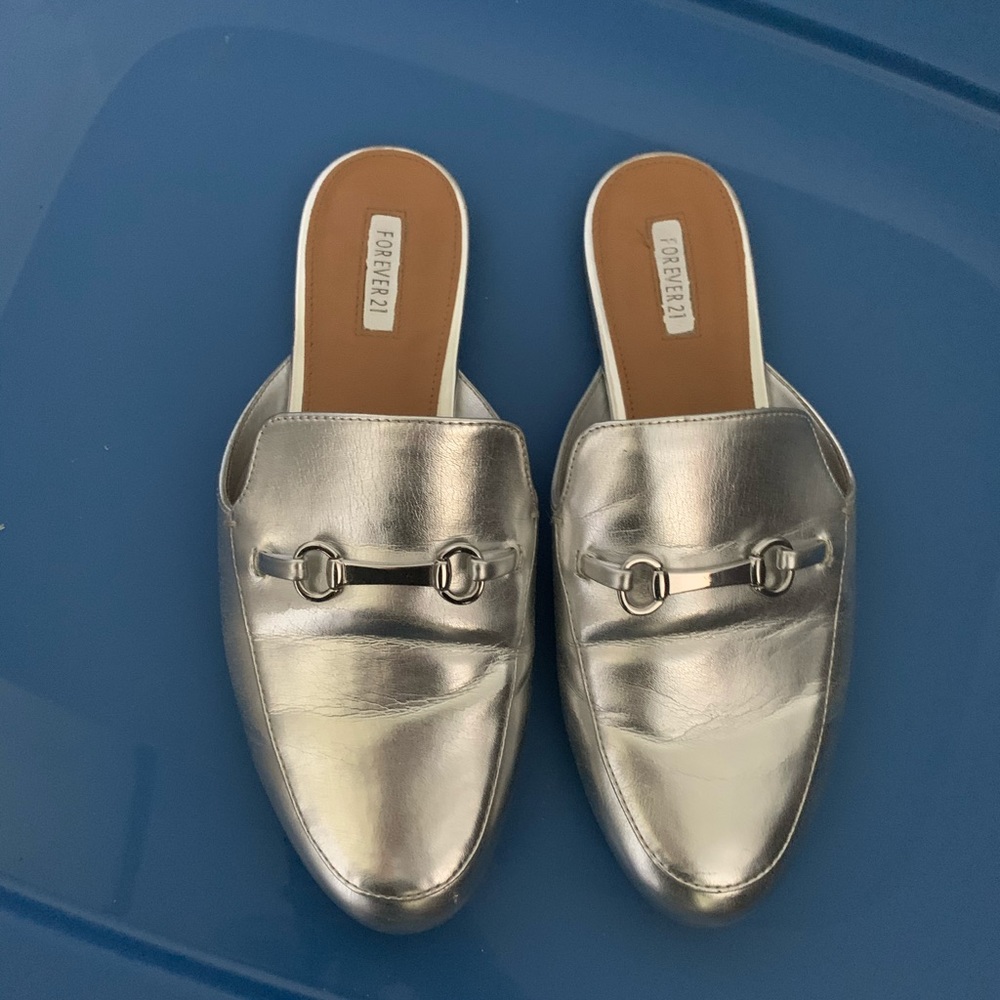 Silver Metallic Mules